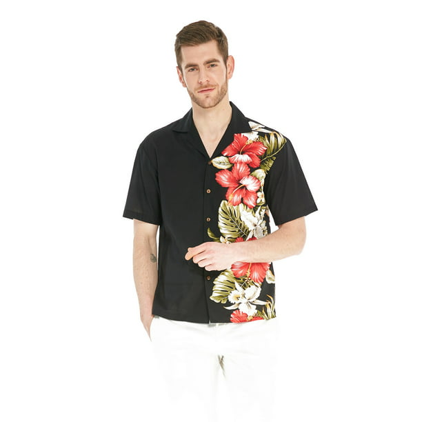 Mens Tropical Rose Print Tee T Shirt Top 